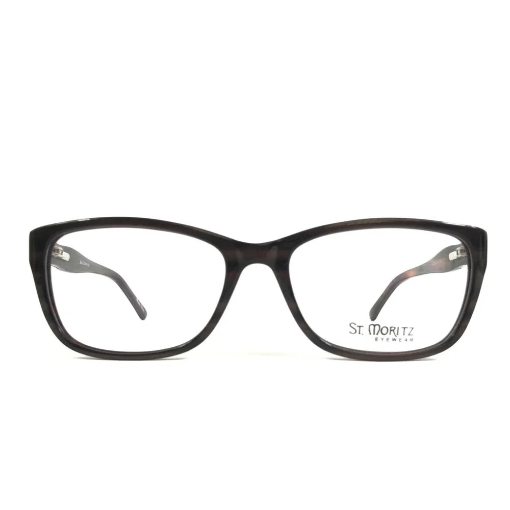 St. Moritz Eyewear Eyeglasses Frames BELLA BROWN Rectangle Crystals 53-17-135